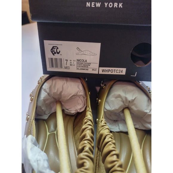 Kenneth Cole Nicola Brown Leather Studded Slingback Flats KL25NIC02 women's 7M - Picture 7 of 8